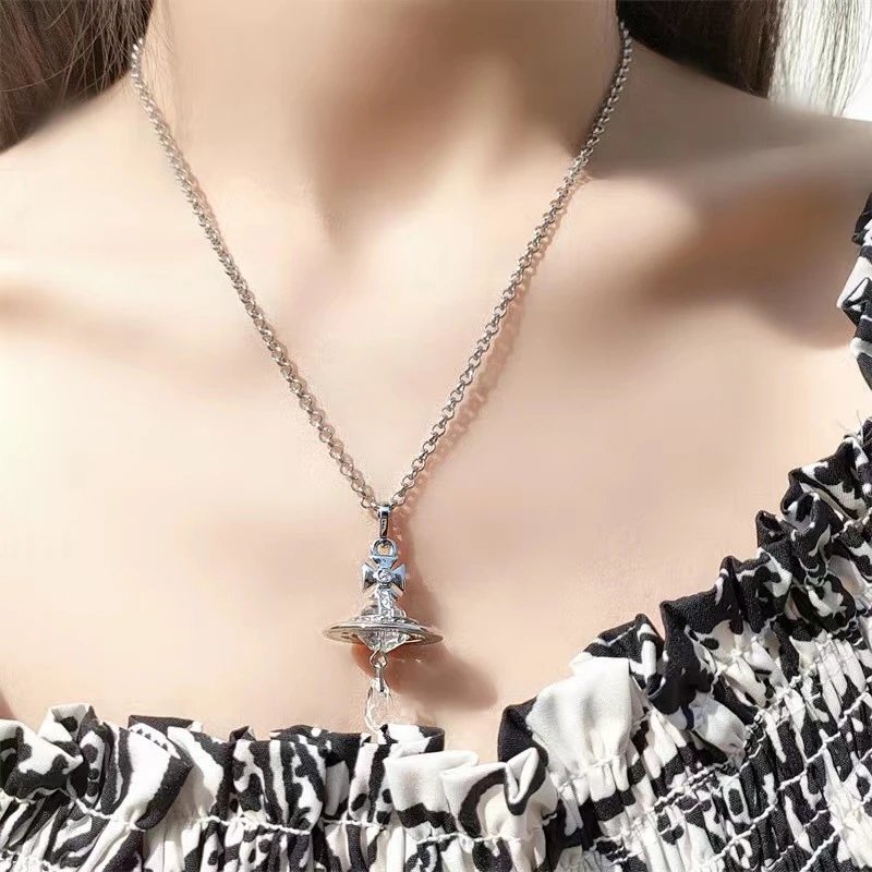 Vivienne Westwood Orb Gold Clear Crystal Pendant Necklace