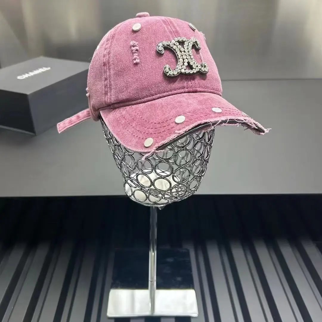Chanel Hats Distressed Rhinestone Double-C Baseball Cap image 5