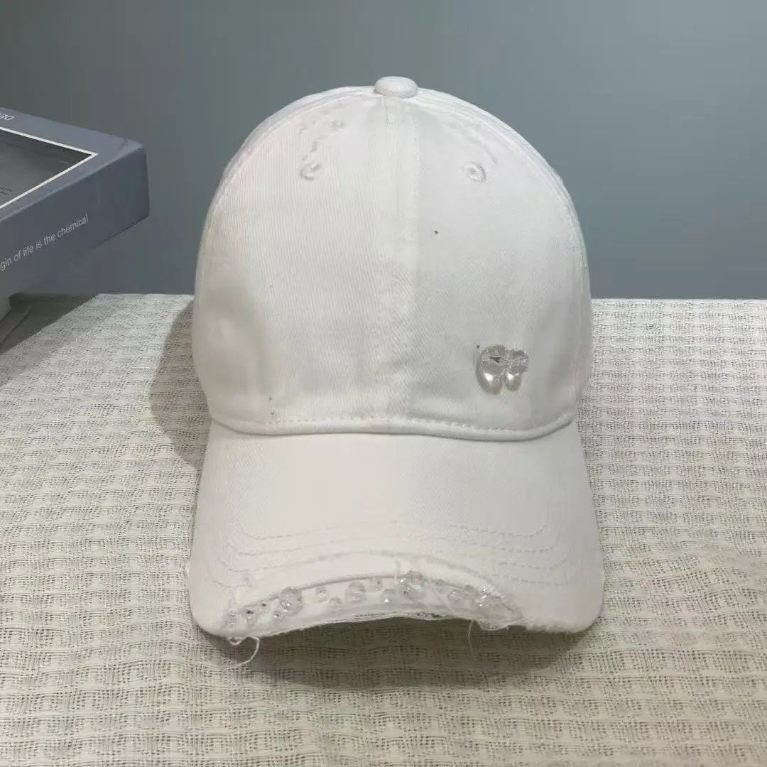 Distressed Denim Baseball Cap Assorted Colors Embellished Casual Hat