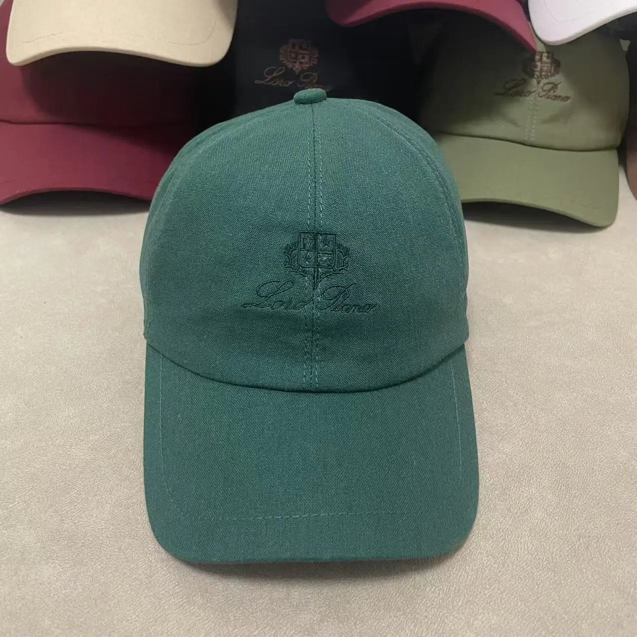 Loro Piana Hats Embroidered Crest Baseball Cap — Green