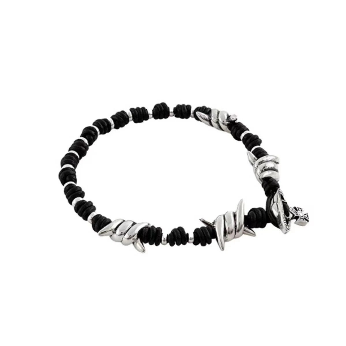 Vivienne Westwood Orb Black Braided Punk Bracelet