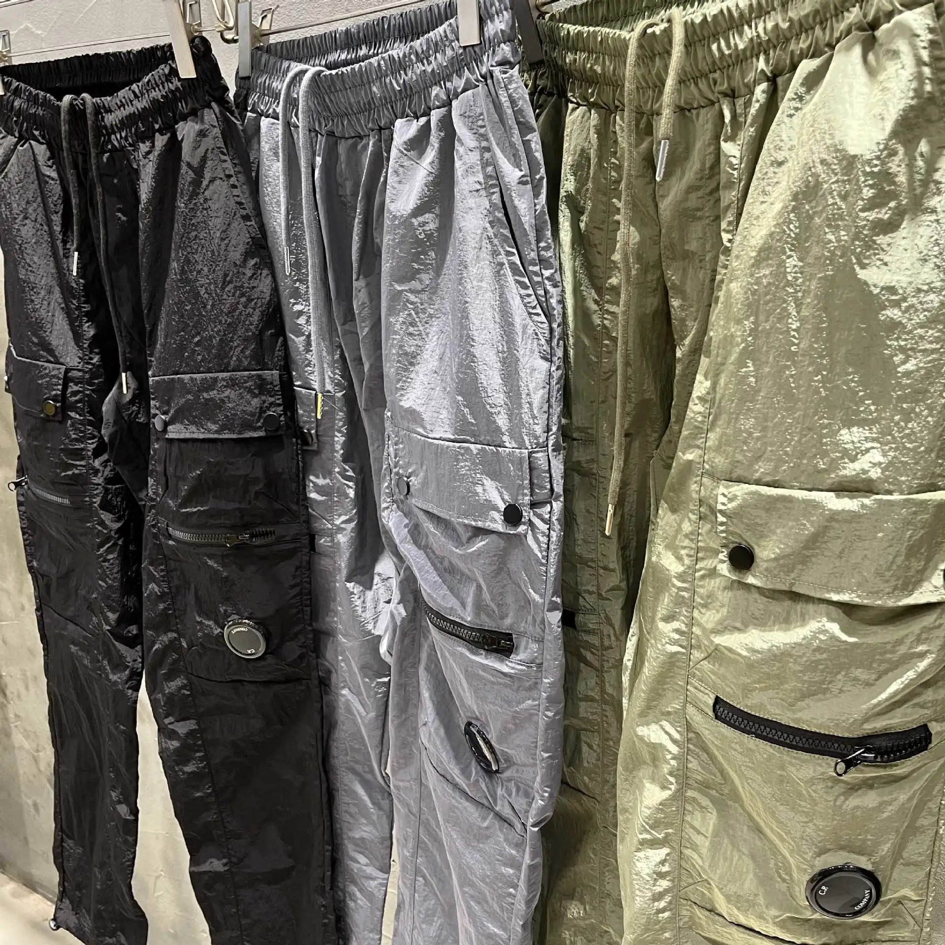 C.P. Company Goggle Pocket Pants Black Silver Olive Military Cargo