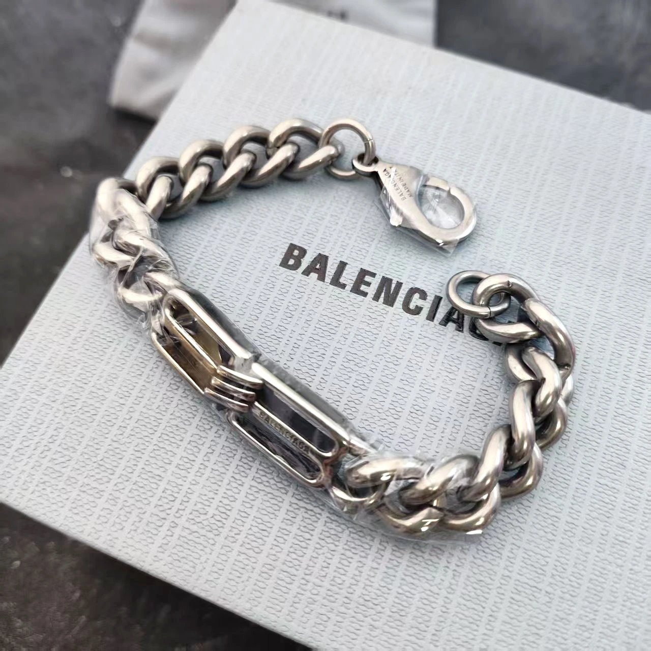 Balenciaga Chain Silver Industrial Link Necklace