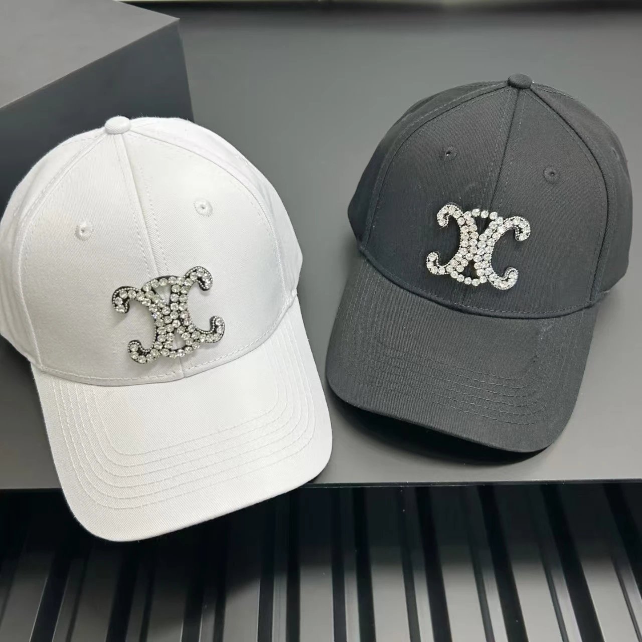Crystal Embellished XC Logo Baseball Cap Multicolor Fashion Dad Hat