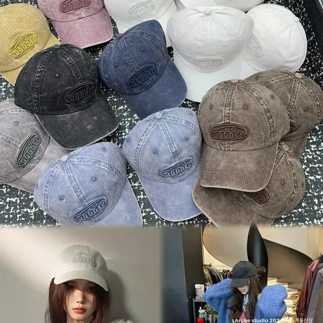 Sinie Hats Washed denim embroidered-logo baseball cap product detail image 1