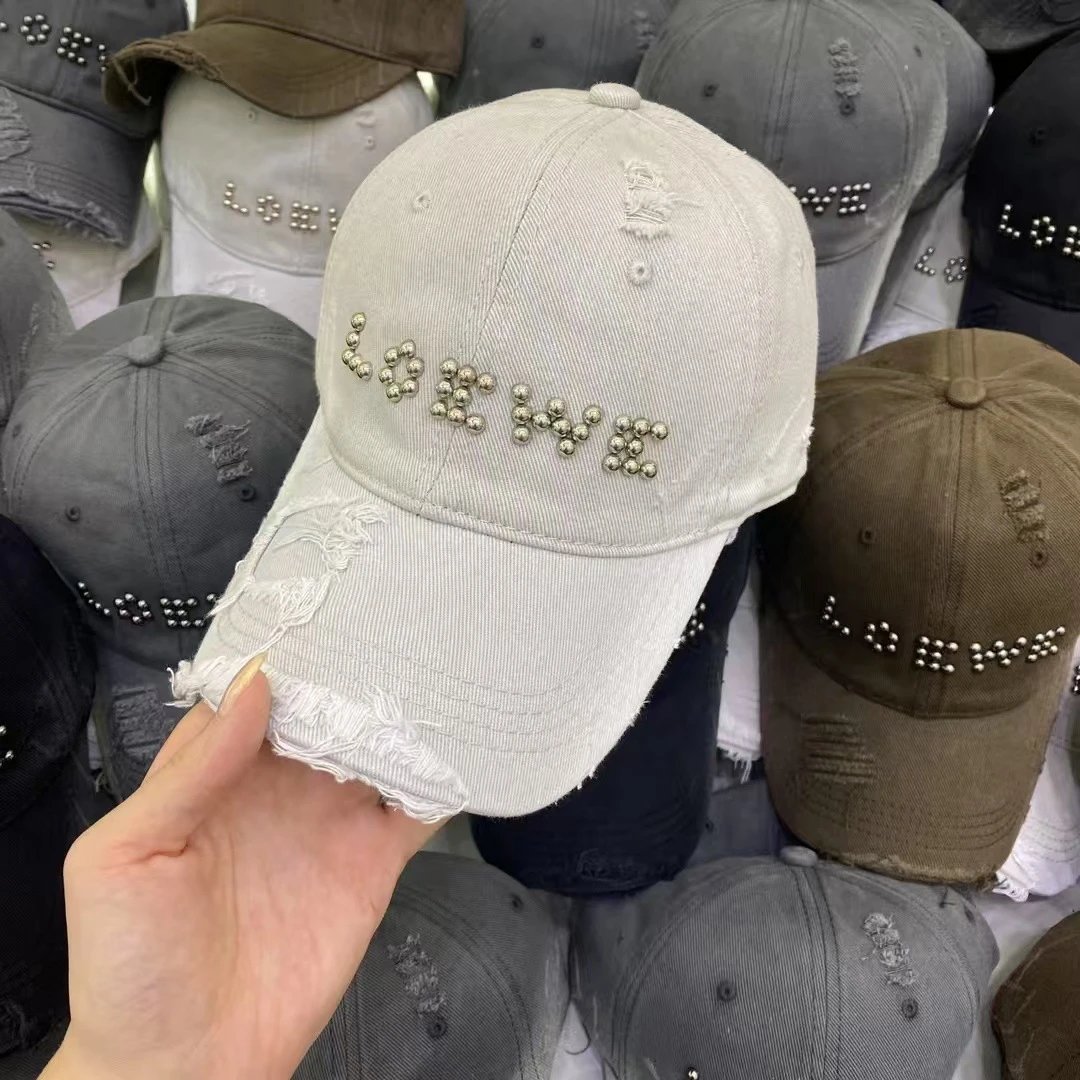 Unbranded Hats Distressed studded LOVE baseball cap image 5