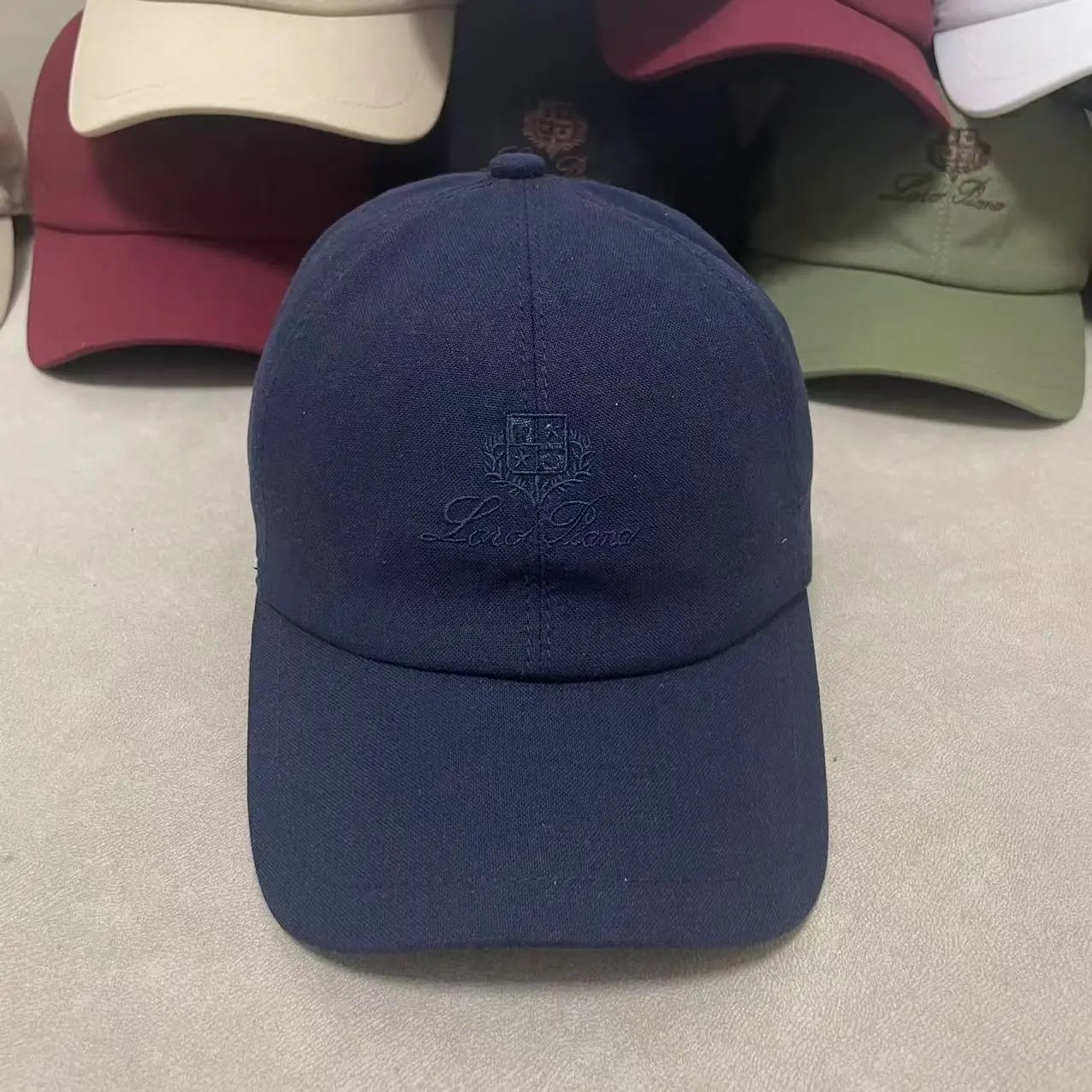 Loro Piana Hats Embroidered Crest Baseball Cap — Navy Blue