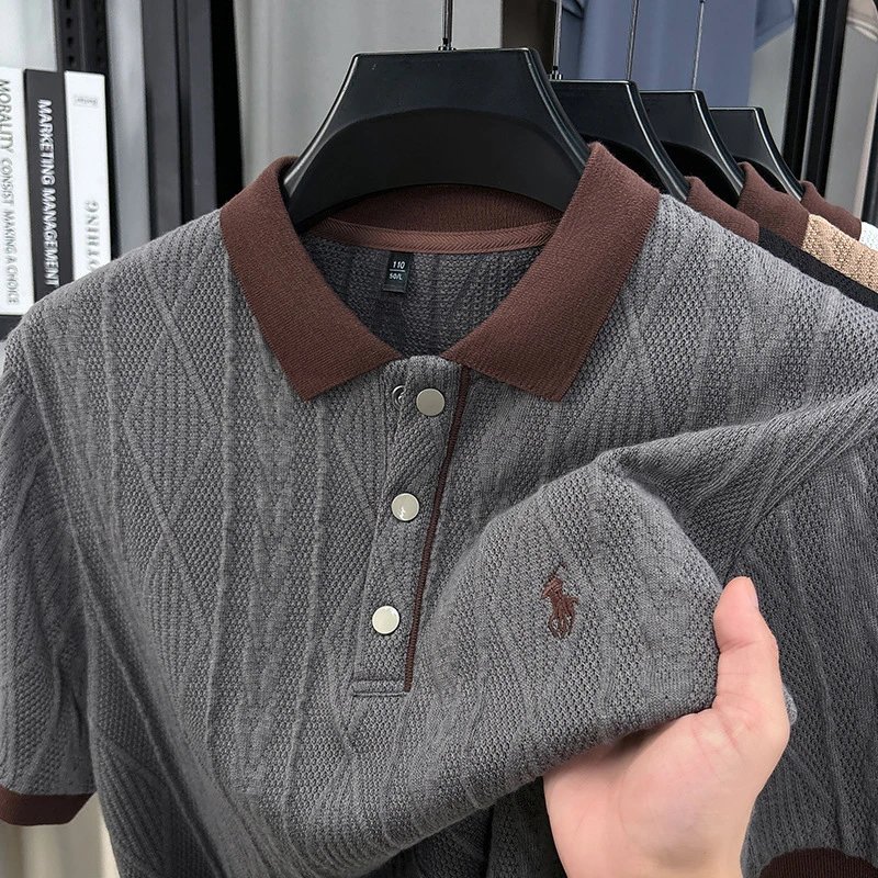 Polo Ralph Lauren Shirts Short-Sleeve Cable-Knit Shirt with Contrast Collar image 2