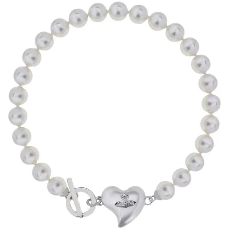 Vivienne Westwood Pearl White Heart Charm Bracelet