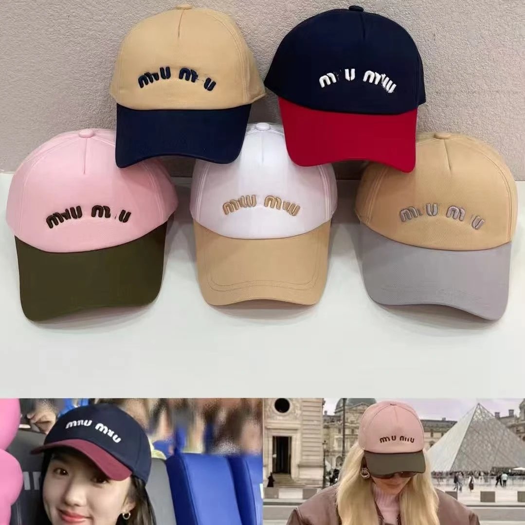 Miu Hats Embroidered Logo Two-Tone Baseball Cap image 1