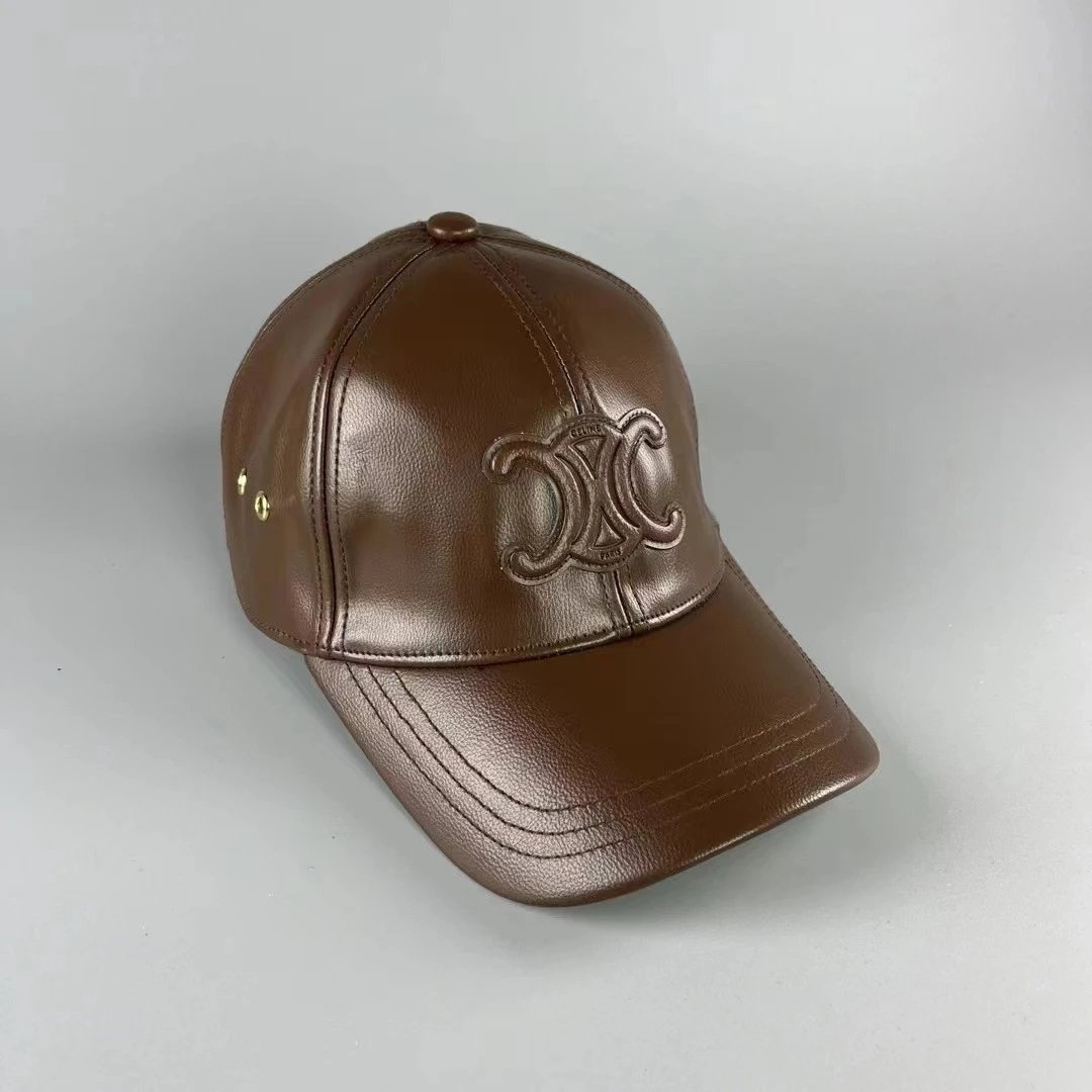 Celine Hats Triomphe Logo Leather Baseball Cap image 3