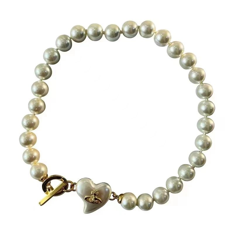 Vivienne Westwood Pearl White Heart Charm Bracelet