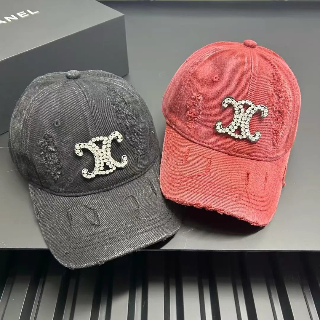 Chanel Logo Embellished Distressed Cotton Baseball Cap