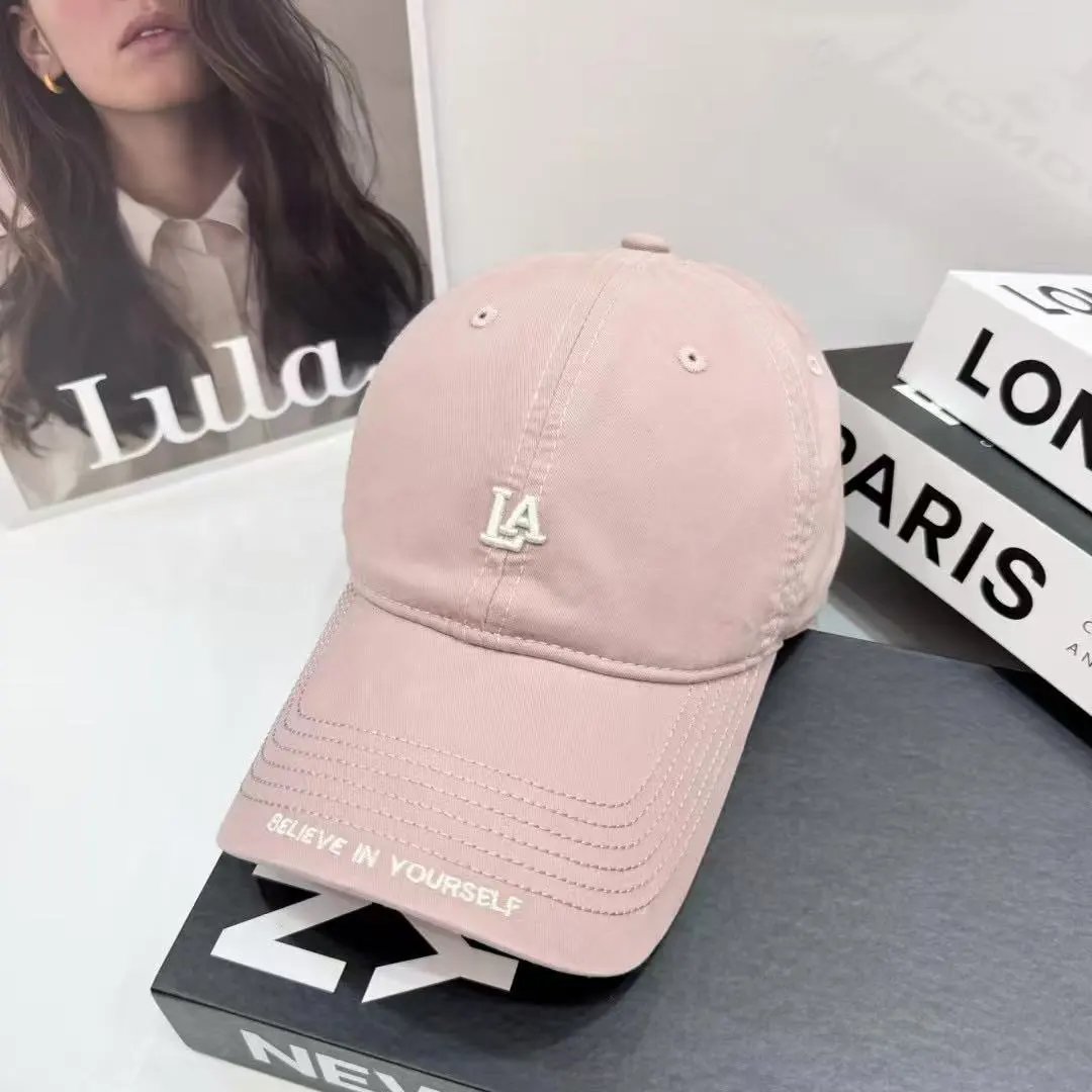 Unbranded Hats Embroidered LA Letter Baseball Cap — Pink