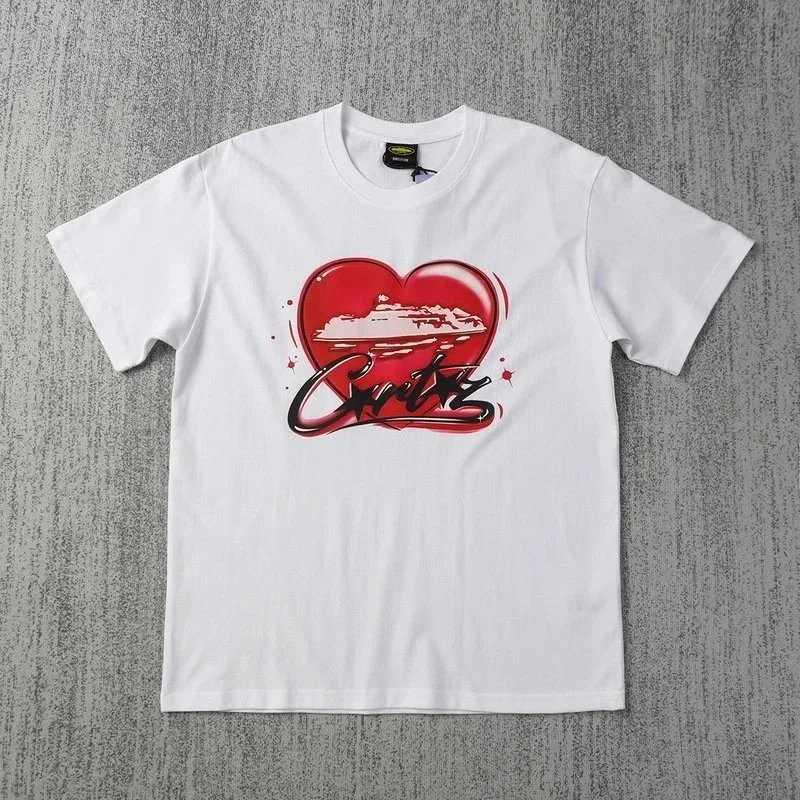 Heart Graphic Print White Black Streetwear T-Shirt