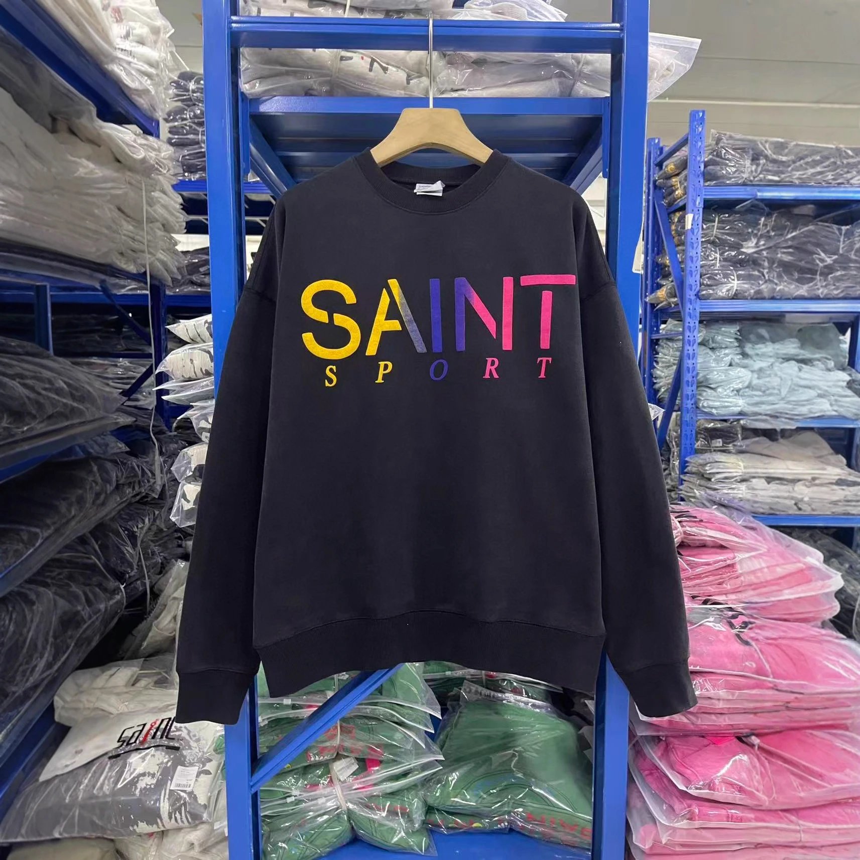 Black Oversized Crewneck Sweatshirt Black Casual