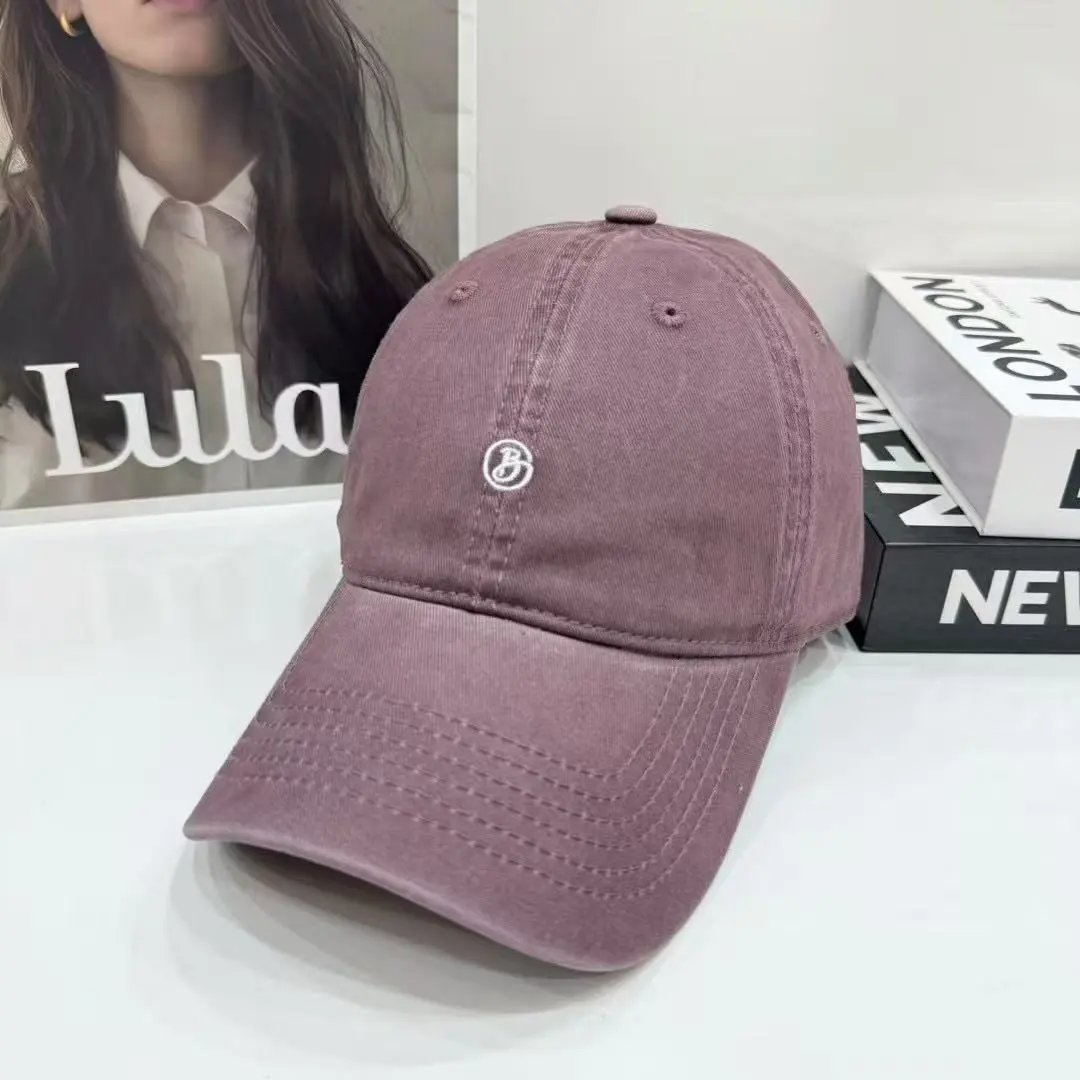 Unbranded Hats Washed Cotton Baseball Cap with Embroidered Monogram — Violet