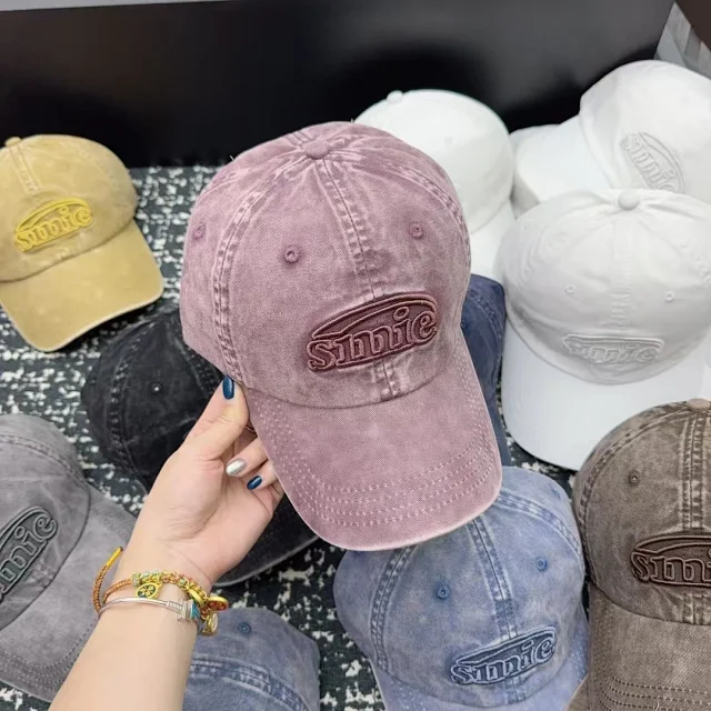 Sinie Hats Washed denim embroidered-logo baseball cap product detail image 13