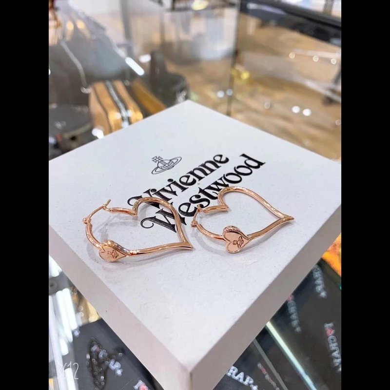 Vivienne Westwood Heart Black Punk Hoop Earrings