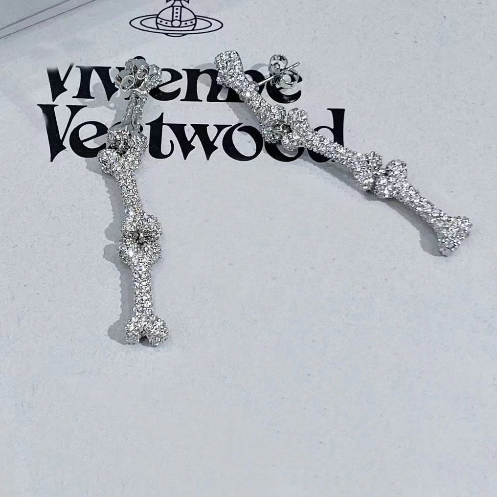 Vivienne Westwood Bone Crystal Silver Punk Earrings