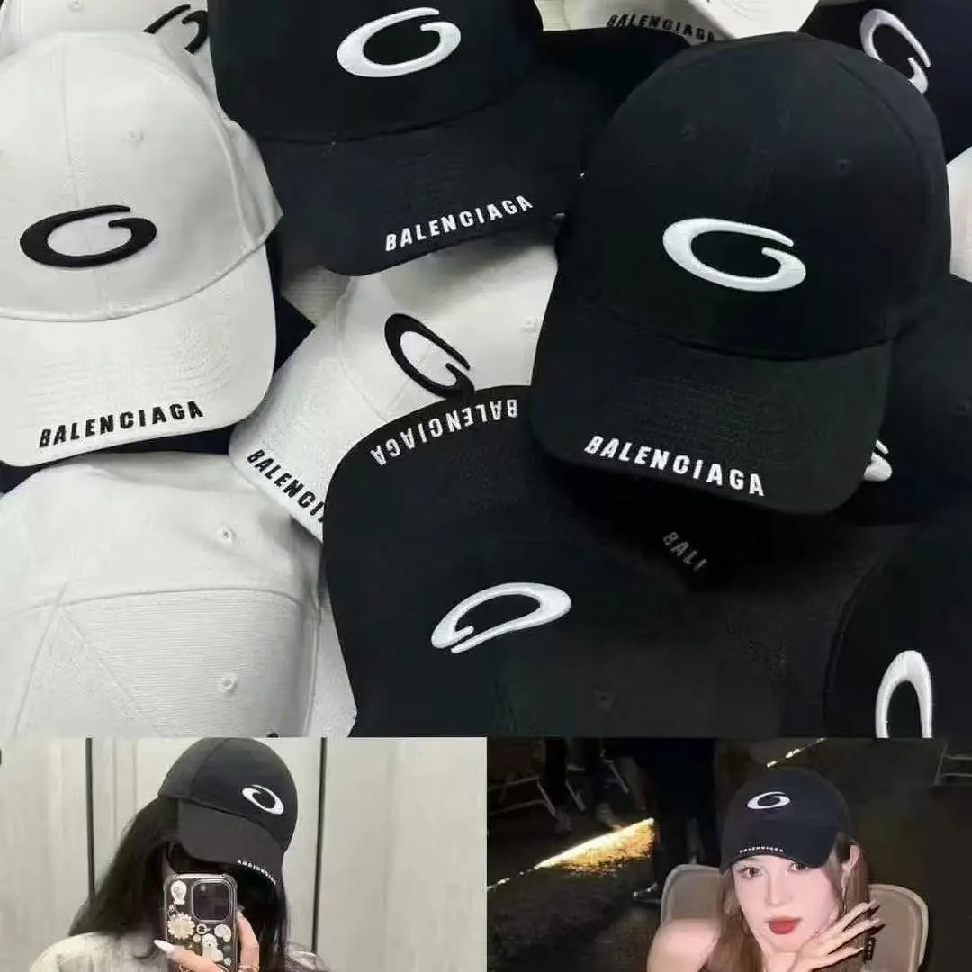 Balenciaga Logo Black Adjustable Baseball Cap