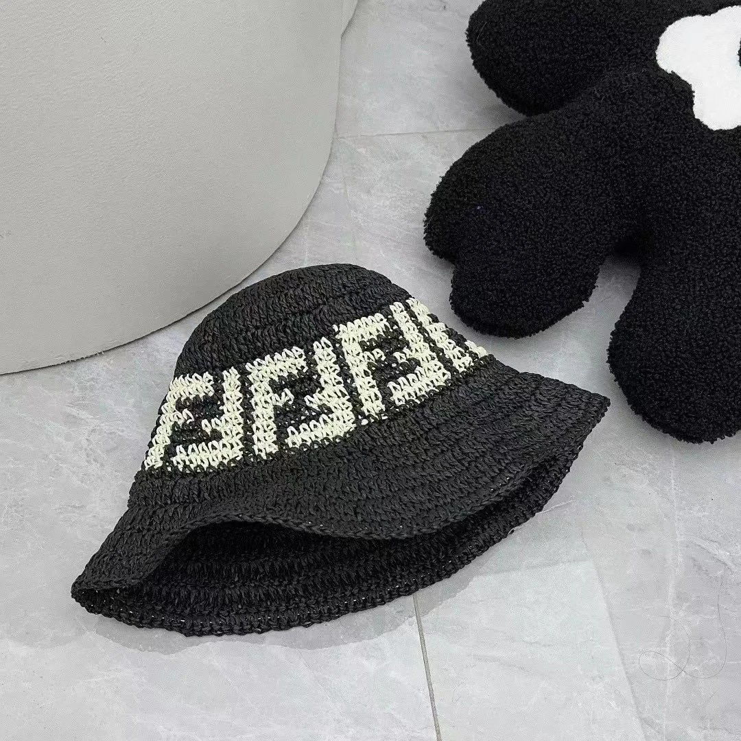 Crochet Bucket Hat Multicolor Logo Pattern Summer Hat
