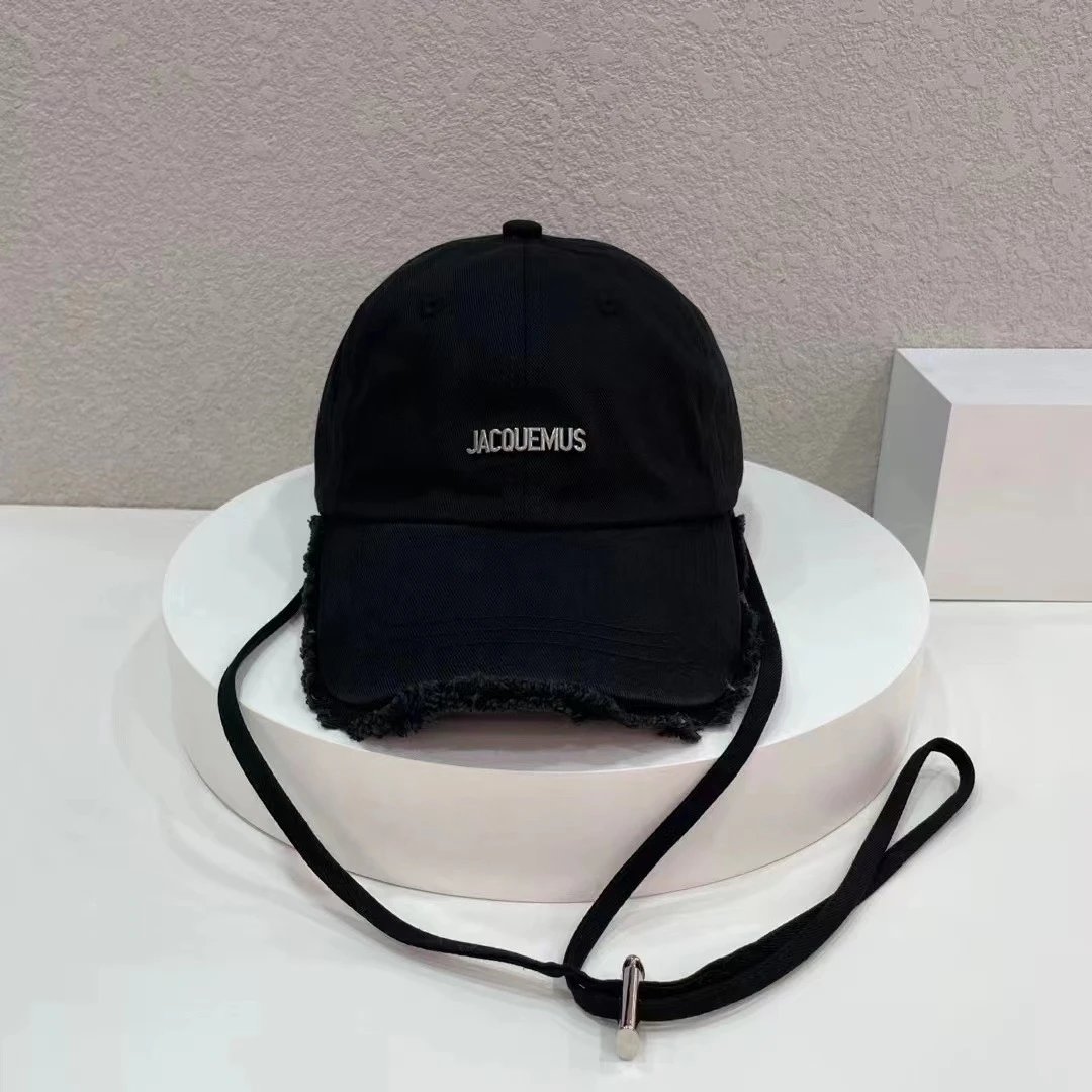 Jacquemus Cotton Cap Beige Distressed Baseball Hat