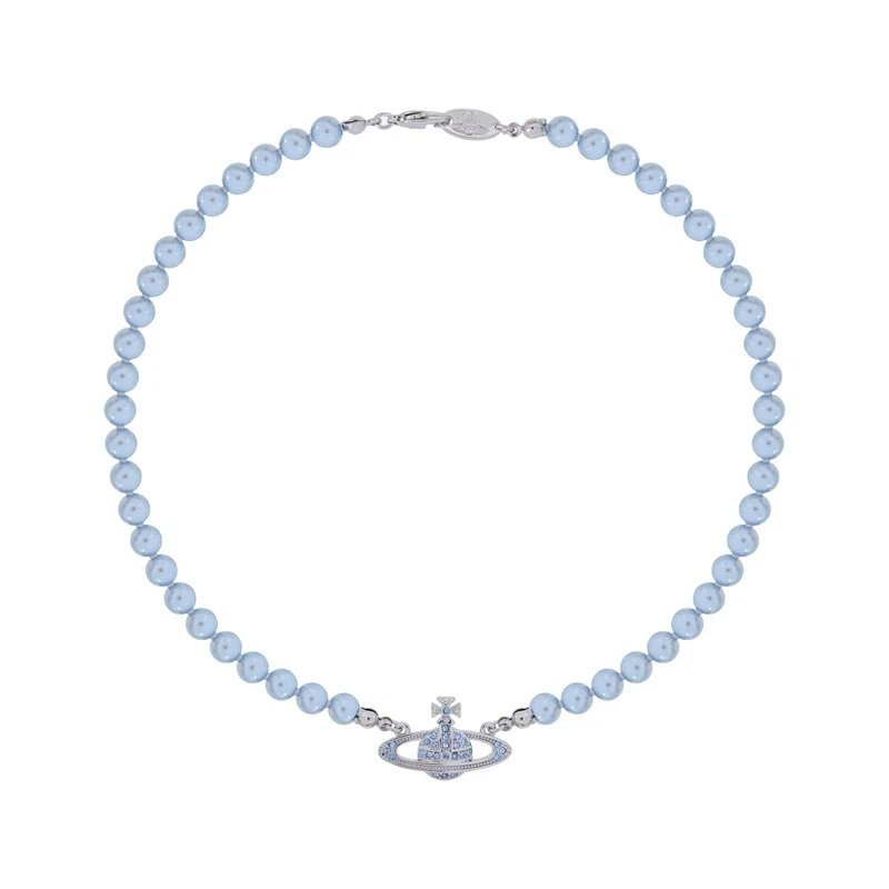 Vivienne Westwood Blue Pearl Orb Charm Necklace Earrings Bracelet Set