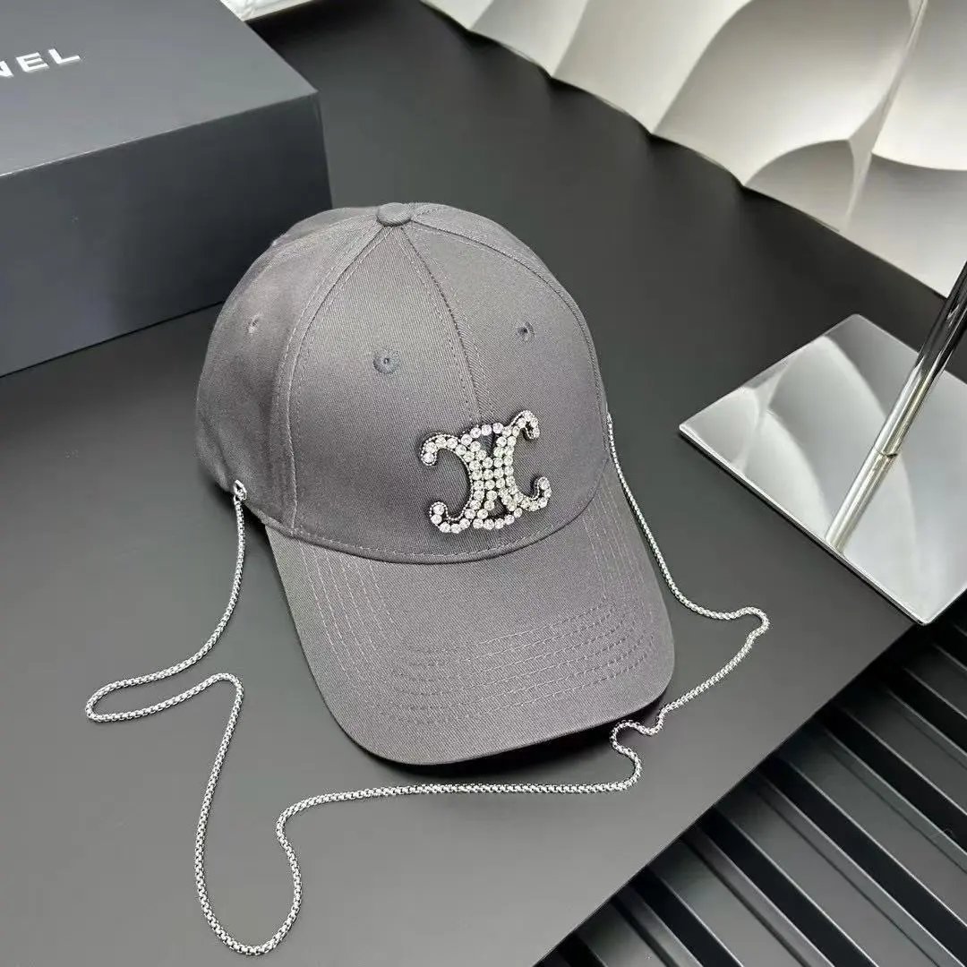 CHANEL Hats Rhinestone Double C Baseball Cap with Detachable Chain image 2