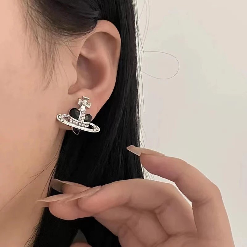 Vivienne Westwood Orb White Crystal Statement Earrings