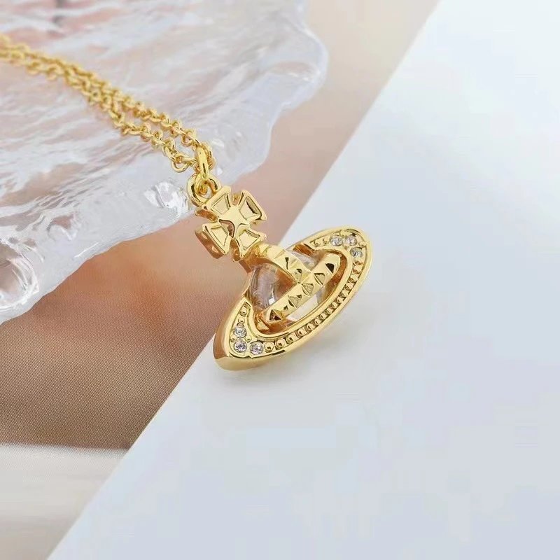 Vivienne Westwood Orb Gold Tone Crystal Pendant Necklace