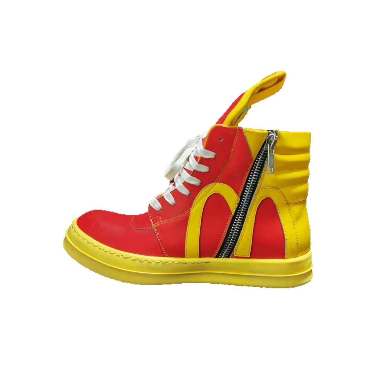 Red And Yellow High Top Platform Sneakers