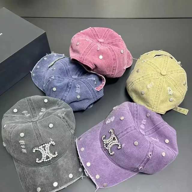 Chanel Hats Distressed Rhinestone Double-C Baseball Cap product detail image 2