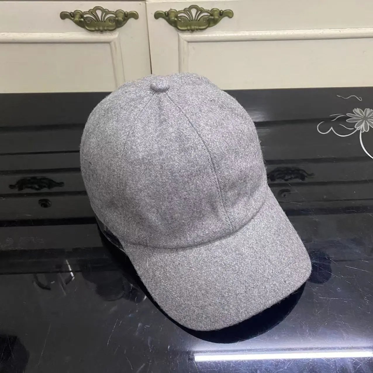 Unbranded Hats Wool-Blend Baseball Cap — Light gray