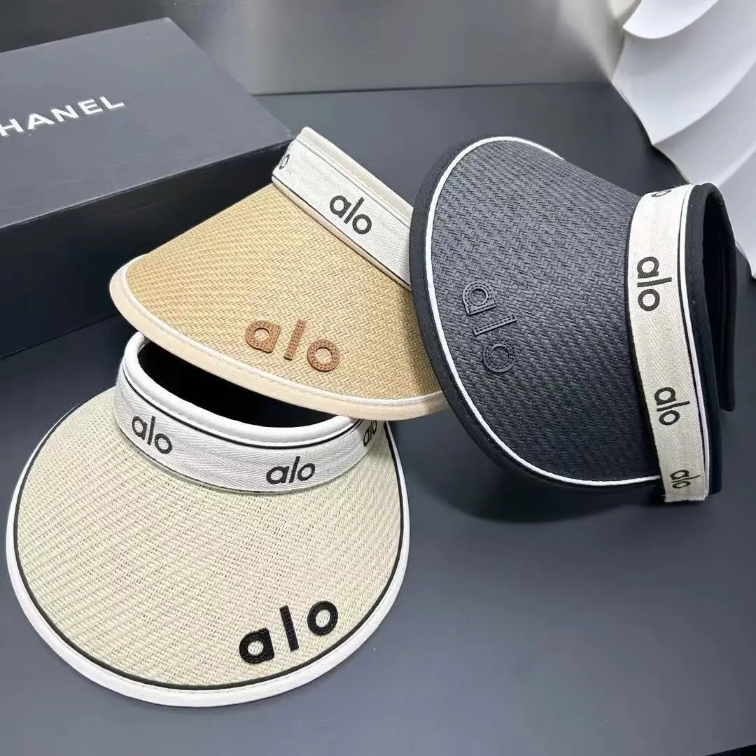 Alo Sun Visor Beige Black Woven Sport Visor