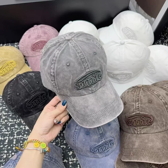 Sinie Hats Washed denim embroidered-logo baseball cap product detail image 11