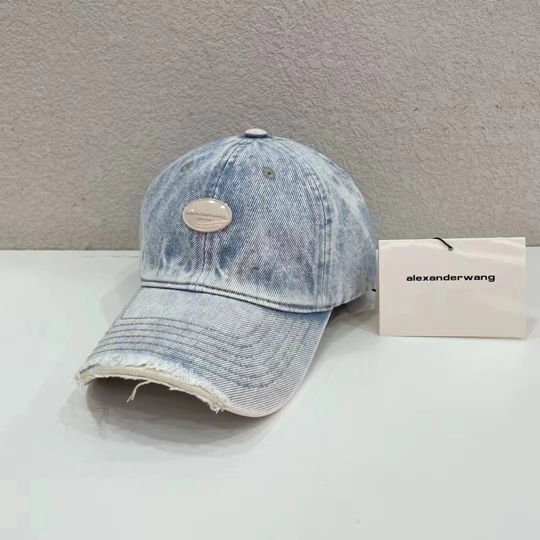Denim Baseball Cap Distressed Washed Blue Gray Vintage Dad Hat