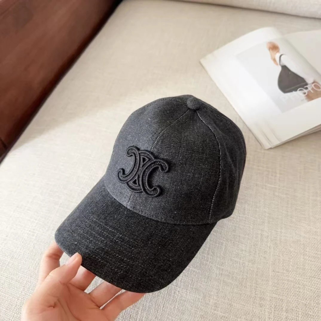 Celine Logo Embroidered Beige Pink Black Brown Navy Denim Baseball Cap