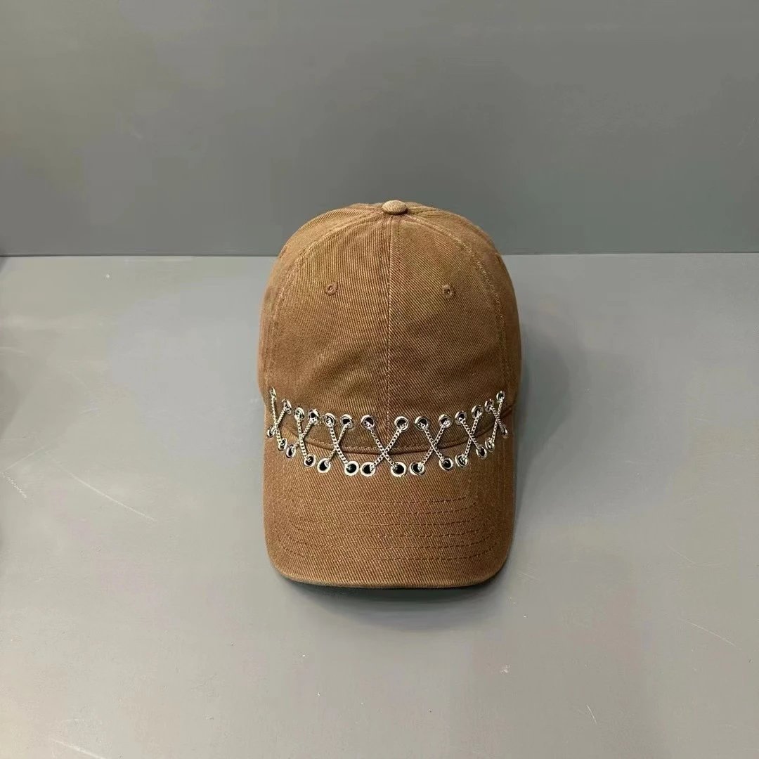 Corduroy Baseball Cap Black Brown Red Beige Embroidered Eyelet Strap Style