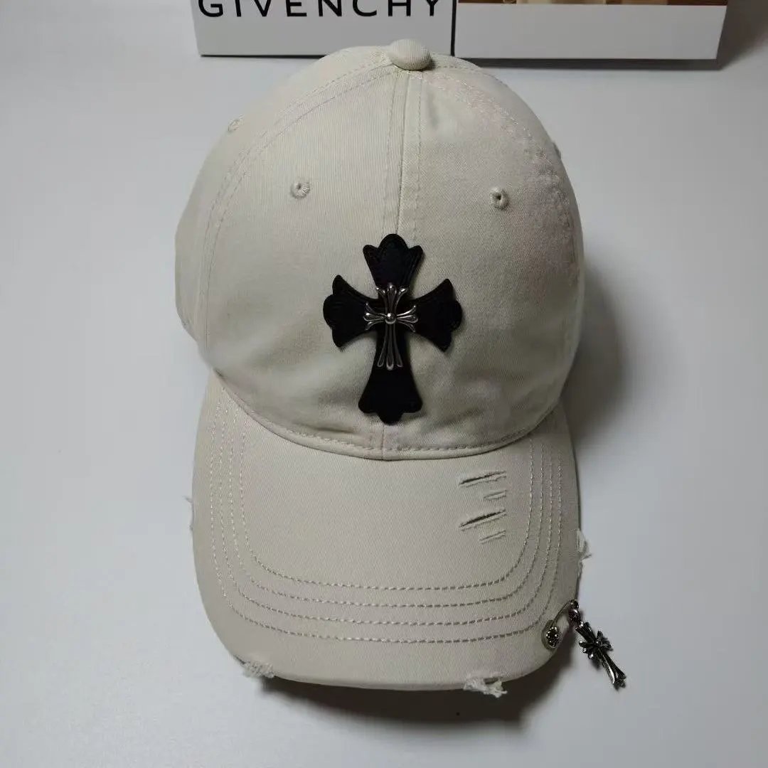 Cross Embroidered Distressed Baseball Cap Six Colors Streetwear