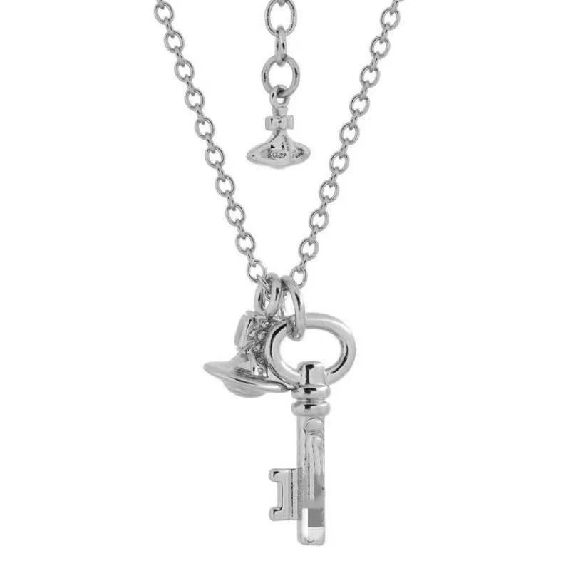 Vivienne Westwood Silver Key And Orb Pendant Necklace
