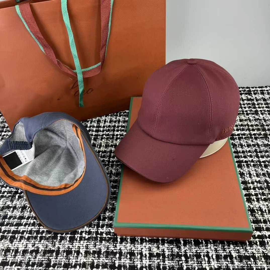 BOSS Hats Six-Panel Baseball Cap with Side Wordmark — Wine red