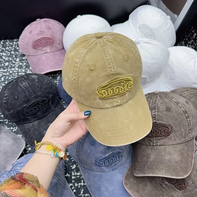 Sinie Hats Washed denim embroidered-logo baseball cap product detail image 12