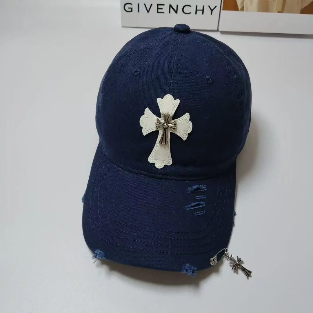 Cross Embroidered Distressed Baseball Cap Six Colors Streetwear