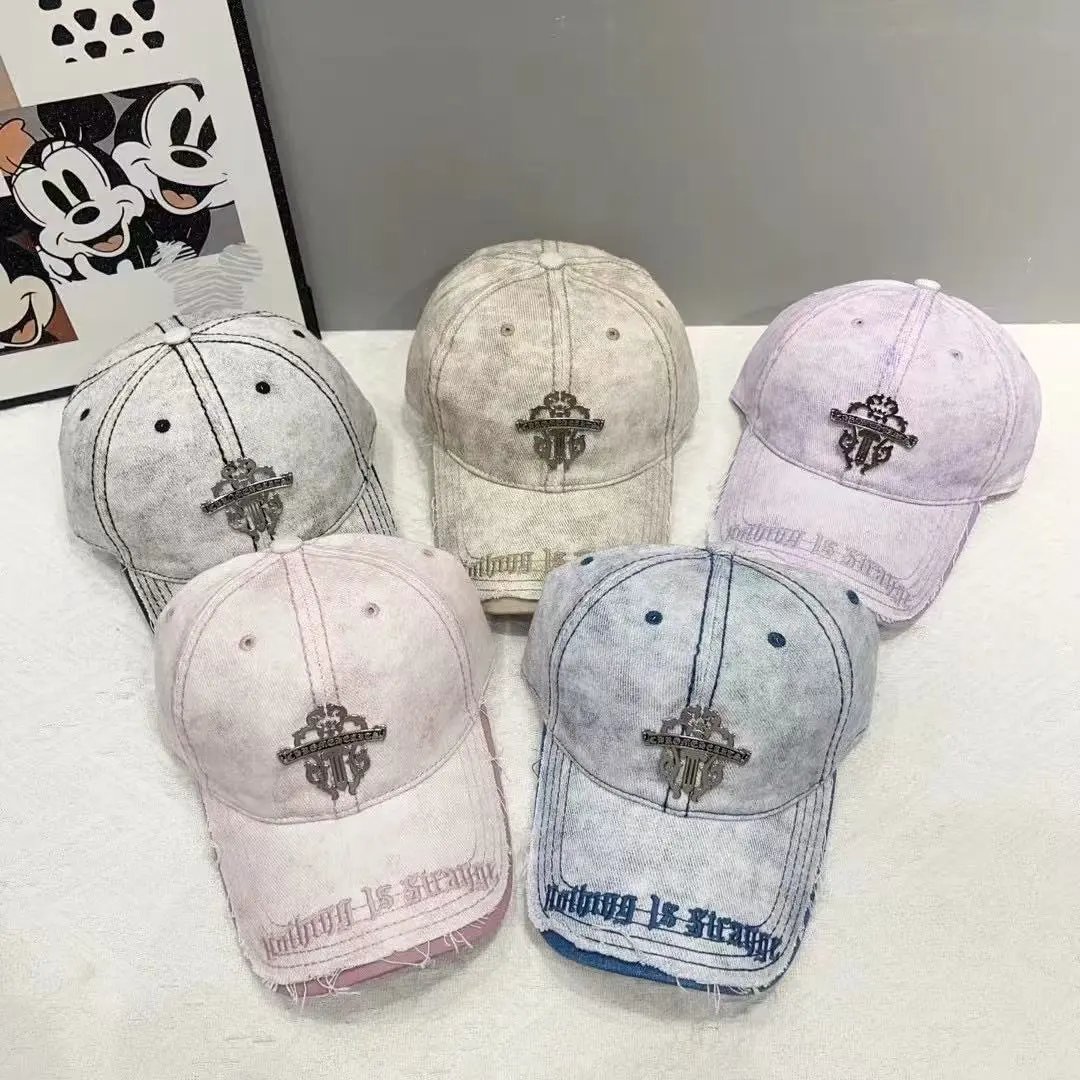 Unbranded Hats Distressed embroidered crest baseball cap image 1