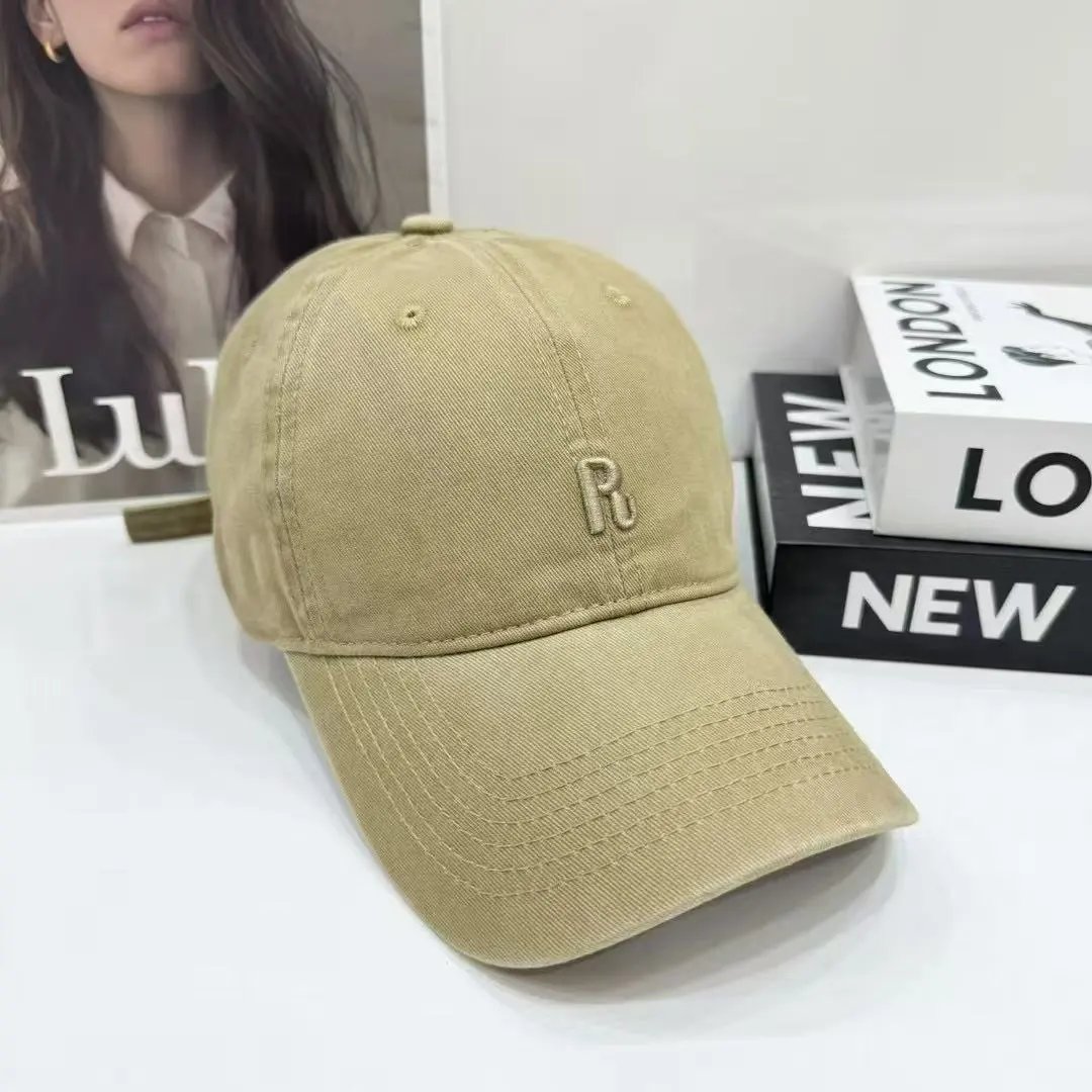 Unbranded Hats Embroidered R Baseball Cap — Khaki