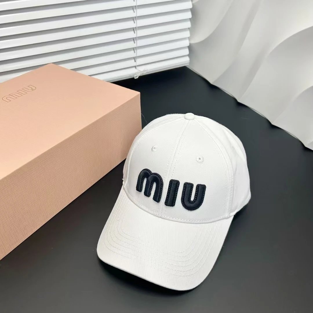 Miu Miu Embroidered Logo Black White Pink Baseball Cap