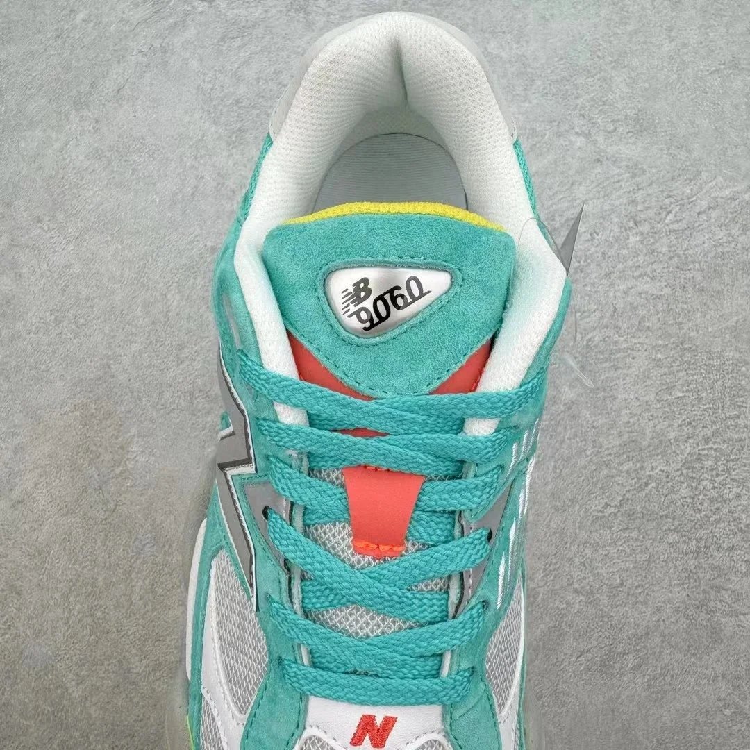 New Balance 9060 Teal Lime White Chunky Sneakers