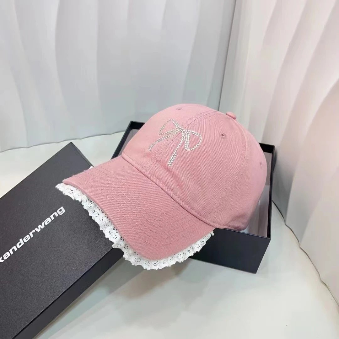 Alexander Wang Hats Rhinestone Bow Lace-Trim Baseball Cap image 5
