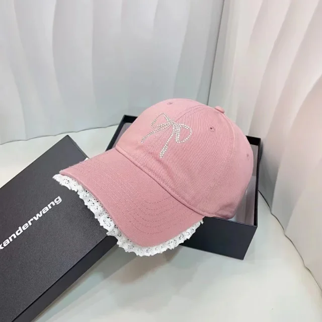 Alexander Wang Hats Rhinestone Bow Lace-Trim Baseball Cap product detail image 7